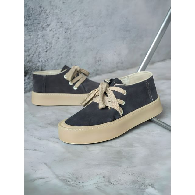 VEAZ-Genuine Leather Platform Lace Up Shoes