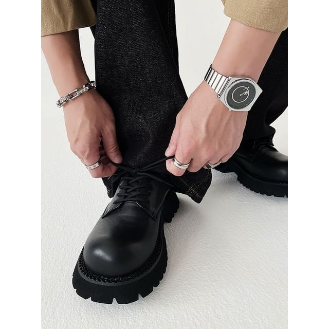 VEAZ-Genuine Leather Platform Lace Up Shoes