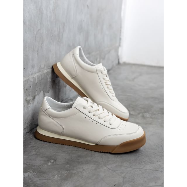 VEAZ-Genuine Leather Platform Panel Sneakers