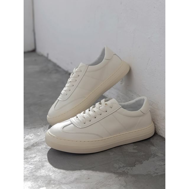 VEAZ-Genuine Leather Platform Panel Sneakers