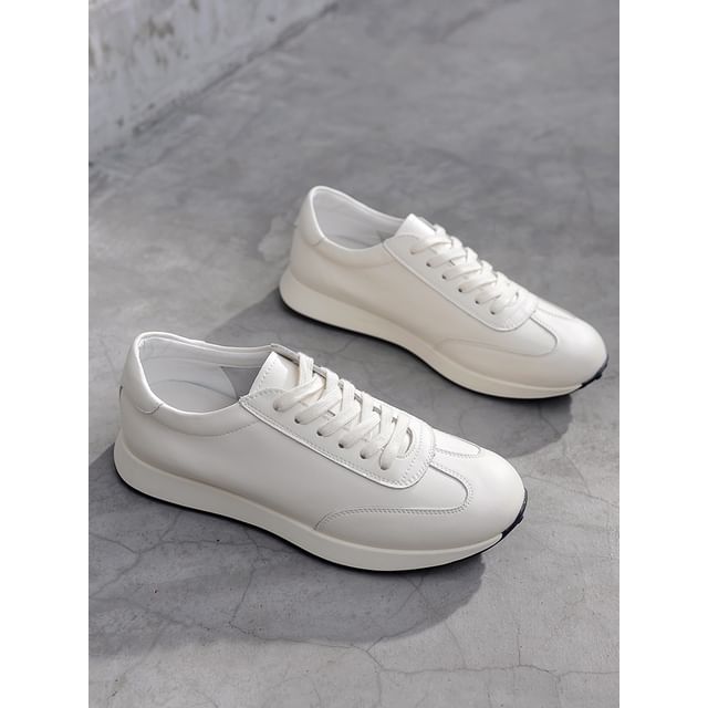 VEAZ-Genuine Leather Platform Panel Sneakers