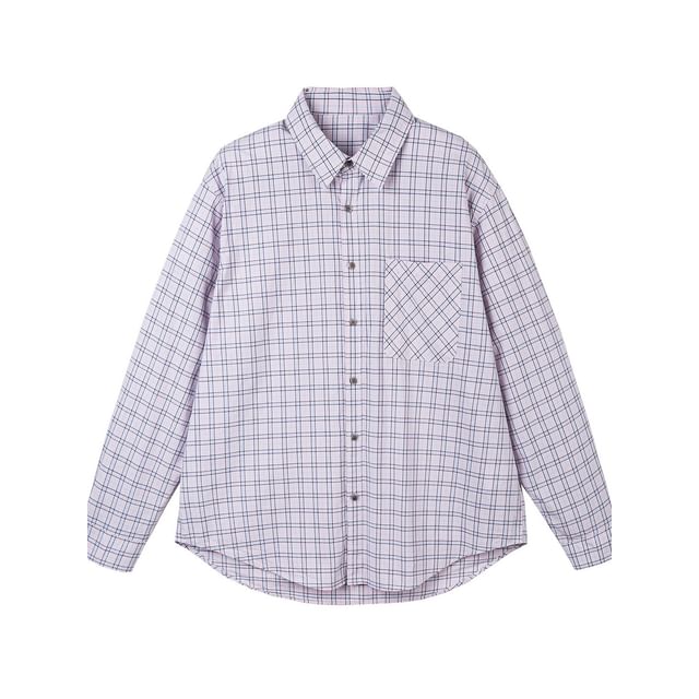 VEAZ-Long-Sleeve Plaid Pocket Front Shirt