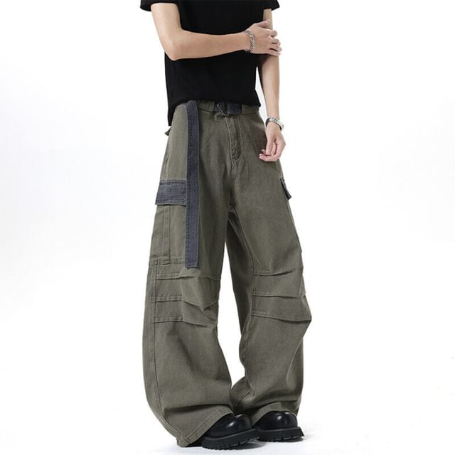 VEAZ-Mid Rise Panel Wide Leg Cargo Pants