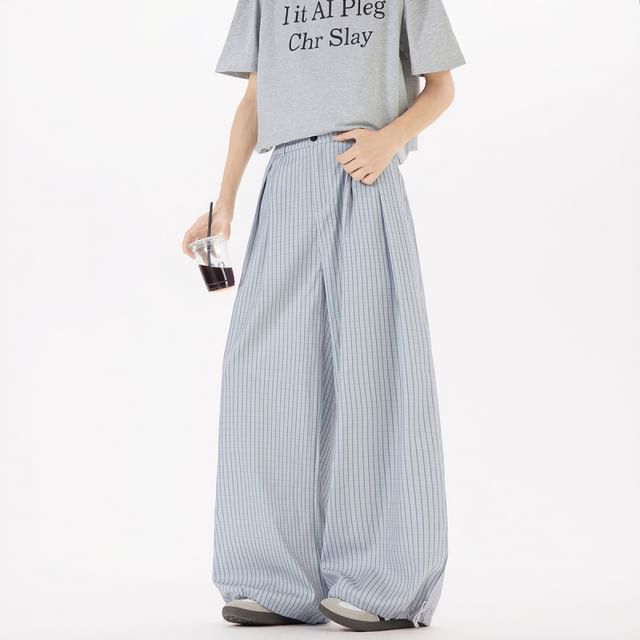 VEAZ-Mid Rise Plaid Wide Leg Pants