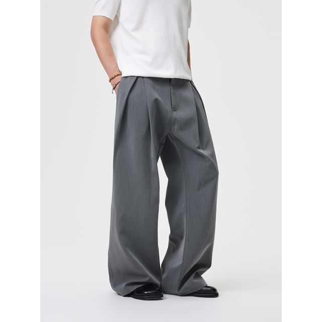 VEAZ-Mid Rise Plain Wide Leg Pants
