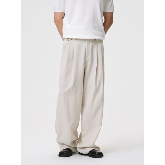 VEAZ-Mid Rise Plain Wide Leg Pants