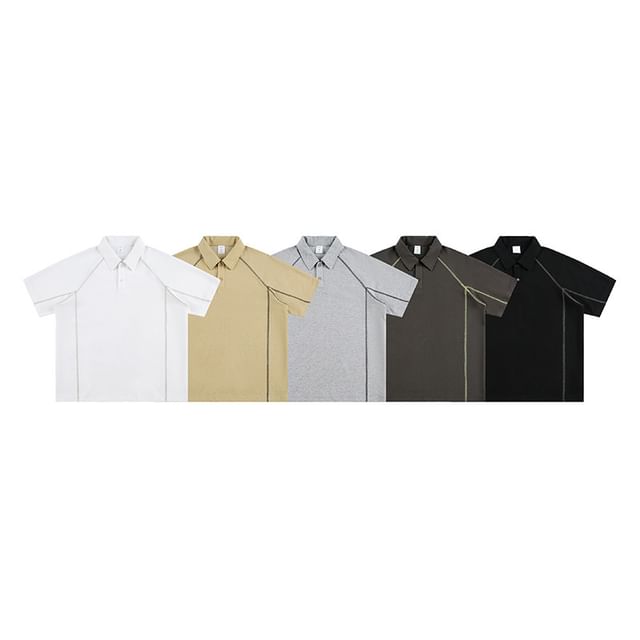 VEAZ-Short-Sleeve Contrast Stitching Polo Shirt