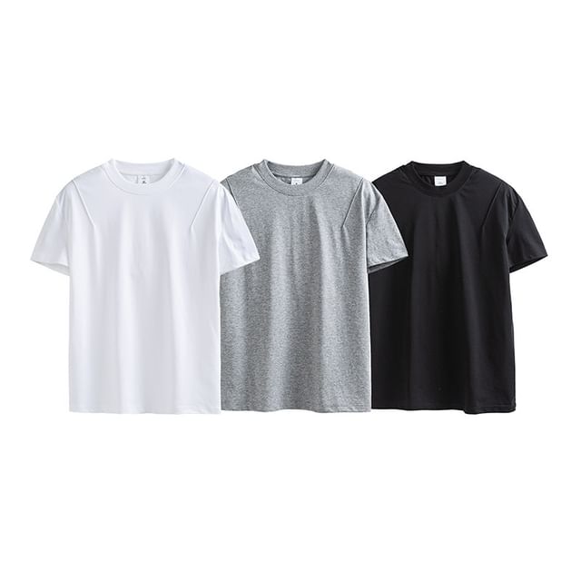 VEAZ-Short-Sleeve Crew Neck Plain T-Shirt