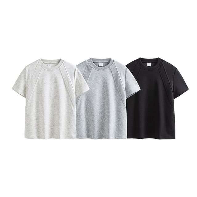 VEAZ-Short-Sleeve Crew Neck Plain T-Shirt