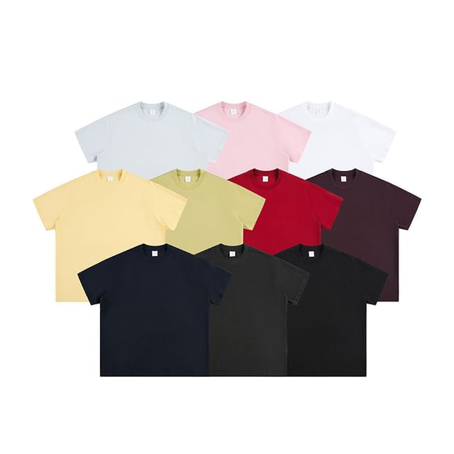VEAZ-Short-Sleeve Crew Neck Plain T-Shirt