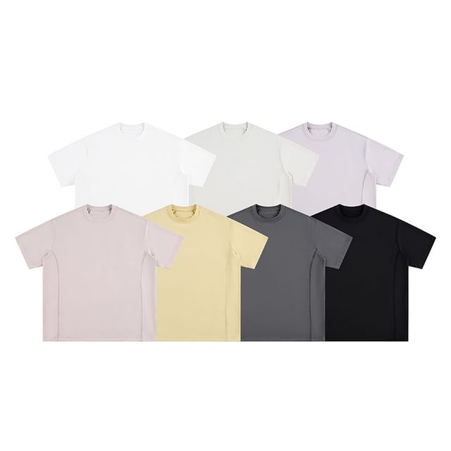VEAZ-Short-Sleeve Crew Neck Plain T-Shirt