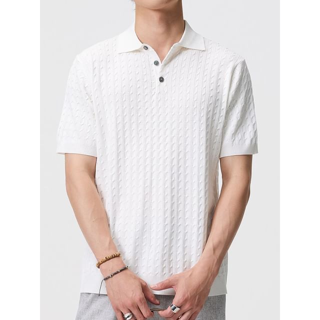 VEAZ-Short-Sleeve Plain Knit Polo Shirt
