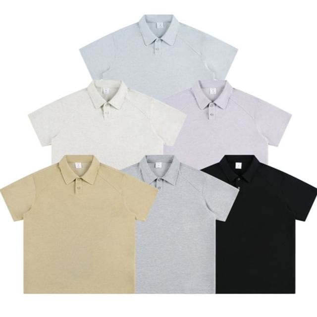 VEAZ-Short-Sleeve Plain Oversized Polo Shirt
