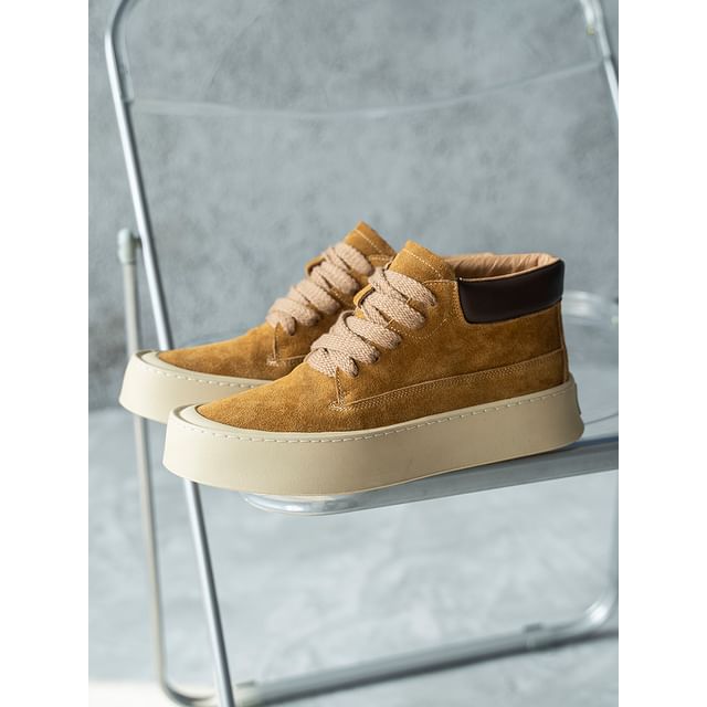 VEAZ-Suede Platform Lace Up Short Boots