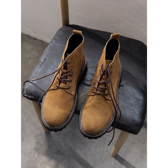VEAZ-Suede Platform Lace Up Short Boots