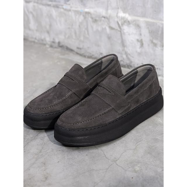 VEAZ-Suede Platform Penny Loafers