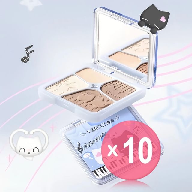 VEECCI-Note Pudding Edition Freely Painted Highlighter Shading Palette 10pcs Bundle Set
