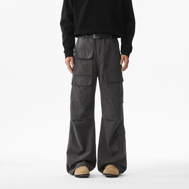 Vernanah-Mid Rise Plain Straight Leg Cargo Pants