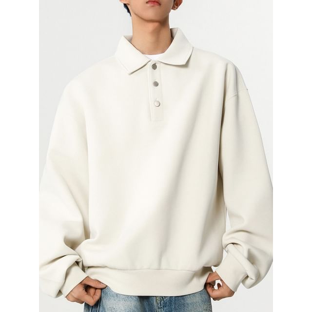 Vernanah-Plain Polo Sweatshirt
