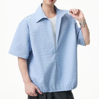 Vernanah-Short Sleeve Collared Mock Two Piece Shirt