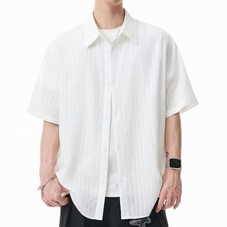 Vernanah-Short Sleeve Collared Plain Shirt