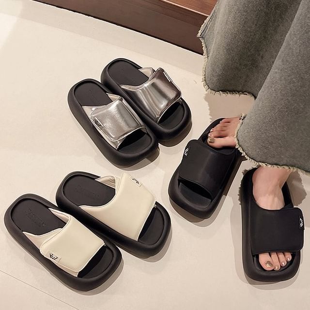 Vindler-Adhesive Strap Platform Sandals