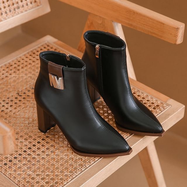 Vindler-Chunky Heel Short Boots