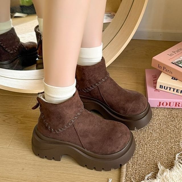 Vindler-Contrast Stitching Platform Short Boots