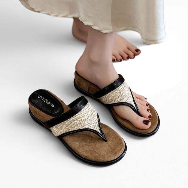 Vindler-Contrast Trim Wedge Flip-Flops