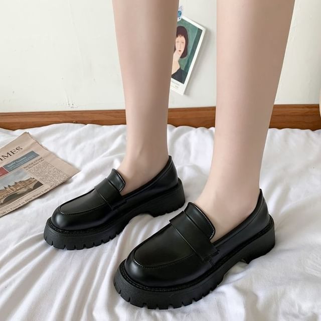 Vindler-Faux Leather Platform Loafers
