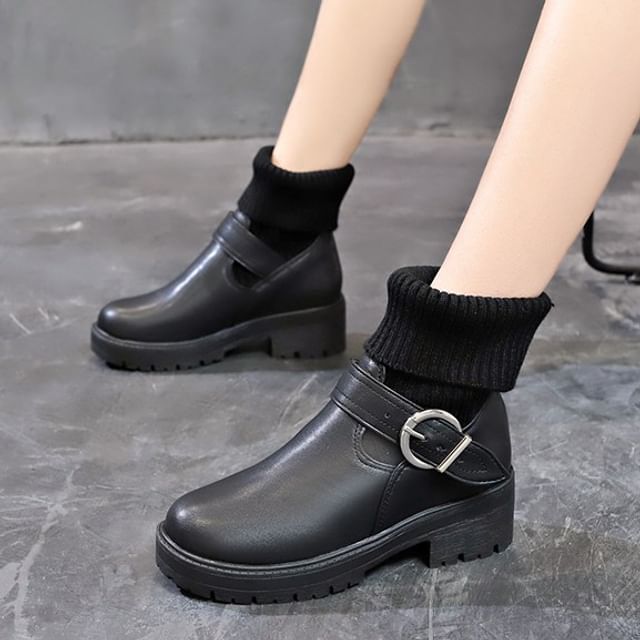 Vindler-Faux Leather Sock Short Boots
