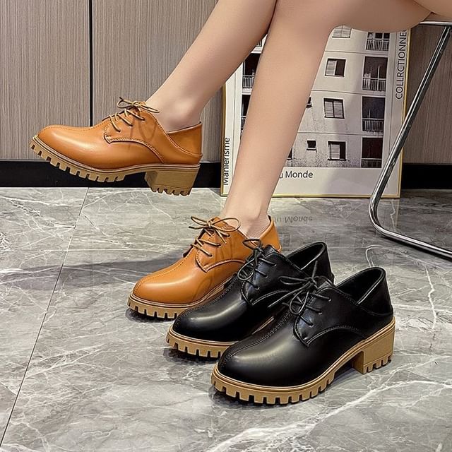 Vindler-Lace-Up Chunky Heel Derby Shoes