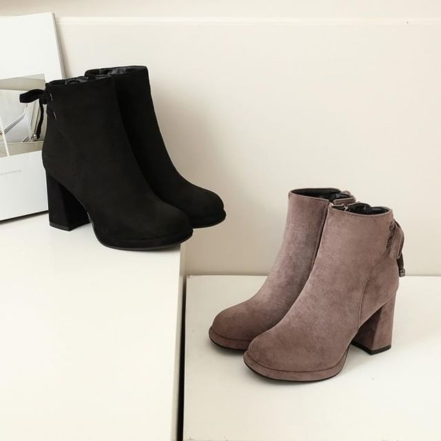 Vindler-Lace-Up Chunky Heel Short Boots