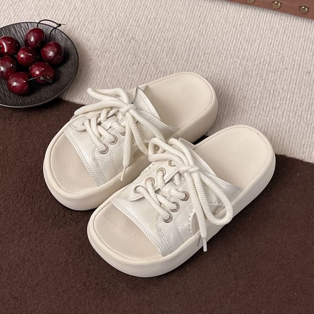 Vindler-Lace-Up Platform Slide Sandals