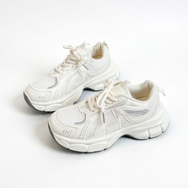 Vindler-Mesh Plain Platform Sneakers