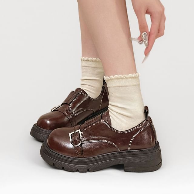 Vindler-Platform Buckled Faux Leather Shoes