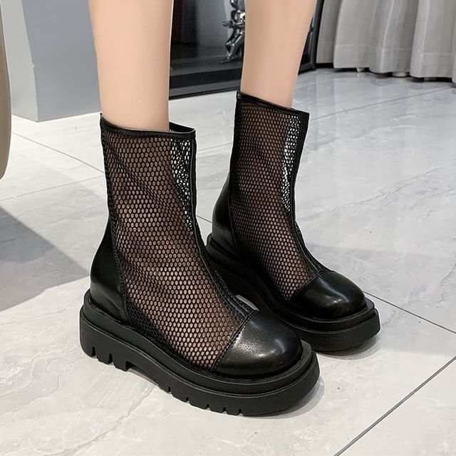 Vindler-Platform Plain Mesh Short Boots