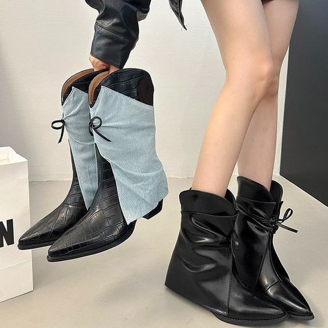 Vindler-Pointed Cowboy Mid-calf Boots