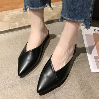 Vindler-Pointed Toe Faux Leather Mules