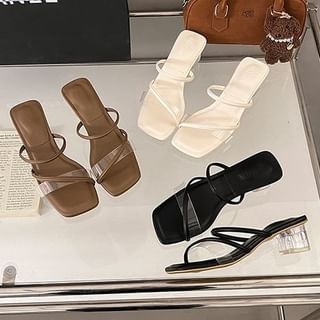 Vindler-PVC Low Heel Square Toe Slide Sandals