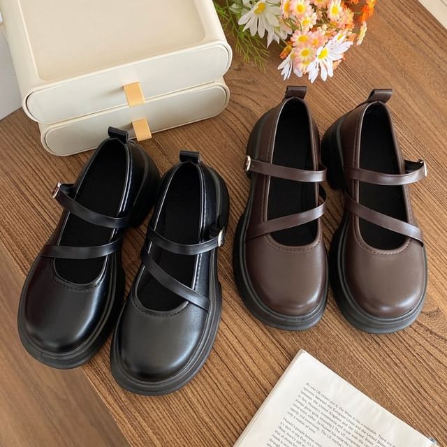 Vindler-Round Toe Platform Mary Jane Shoes