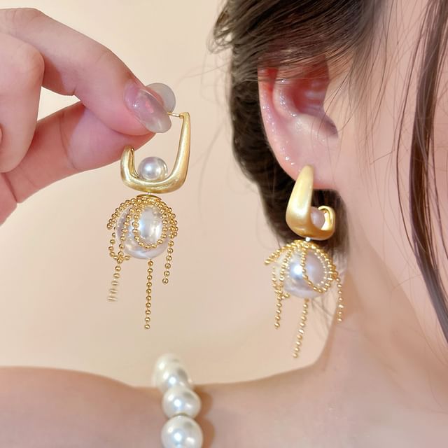 Wandoli-Faux Pearl Dangle Earring