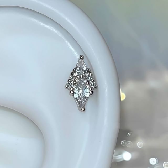 Wandoli-Rhombus Rhinestone Stainless Steel Stud Earring Set