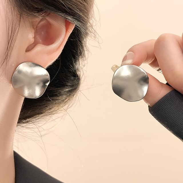 Wandoli-Silver Tone Disc Stud Earring