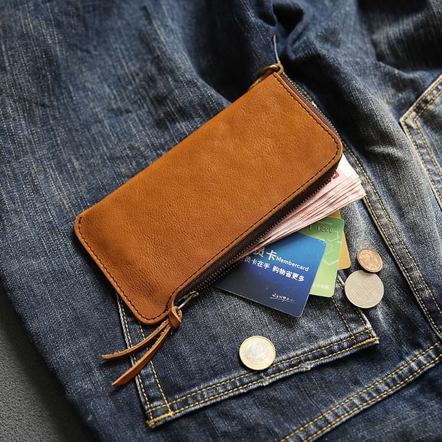 Wavecho-Genuine Leather Long Wallet