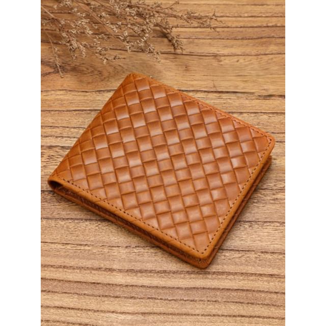 Wavecho-Woven Genuine Leather Short Wallet
