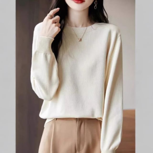 Weelop-Crew Neck Striped Sweater