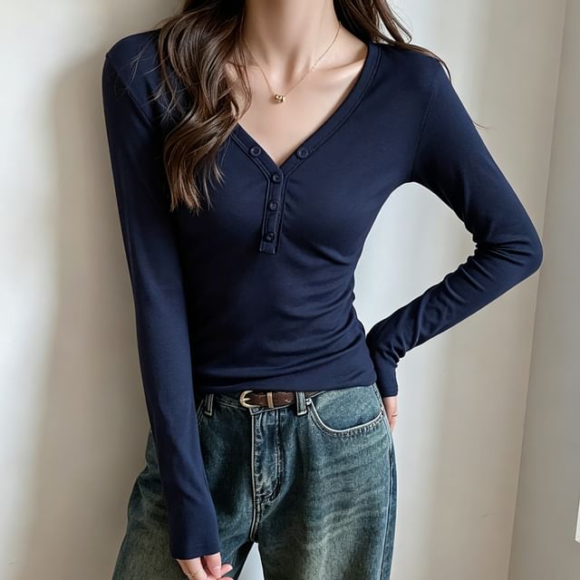 Weelop-Long-Sleeve Henley Slim Fit Tee