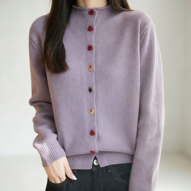 Weelop-Plain Button-Up Cardigan