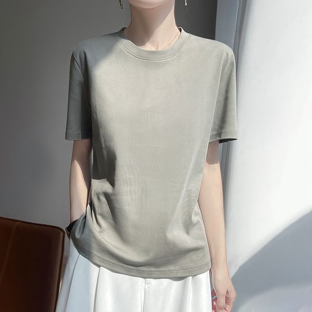 Weelop-Short-Sleeve Crew Neck Plain T-Shirt